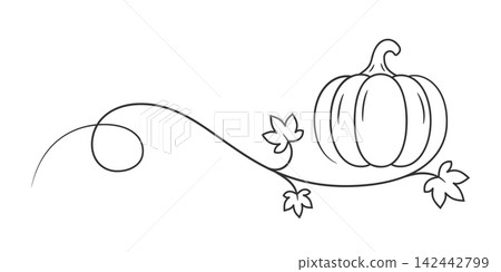 Pumpkin One Line Drawing Pumpkin One Line Drawing 142442799