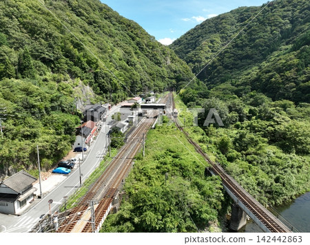 A KiHa 120 series train on the Geibi Line, stopped at Bitchu-Kōdai Station. A KiHa 120 series train on the Geibi Line, stopped at Bitchu-Kōdai Station. 142442863