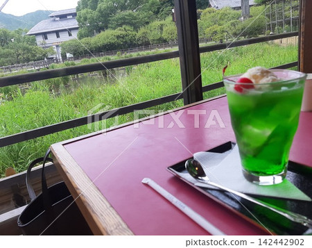 復古咖啡店,蜜瓜奶油蘇打 復古咖啡店,蜜瓜奶油蘇打 142442902