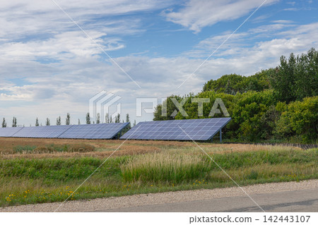 Solar Panels in Rural Prairie Landscape Solar Panels in Rural Prairie Landscape 142443107