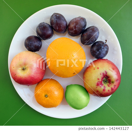 fresh plums on a plate fresh plums on a plate 142443127