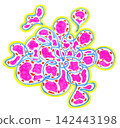 Abstract illustration material of a pink, bubble-like flower. 142443198
