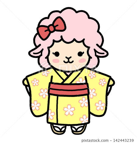 Standing Kimono Sheep Girl Standing Kimono Sheep Girl 142443239
