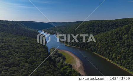 Explore the Dniester River meander in a lush green canyon in Ukraine Explore the Dniester River meander in a lush green canyon in Ukraine 142443799
