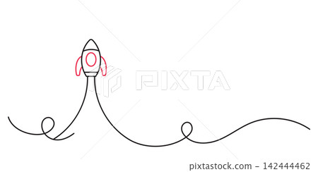 start up rocketship launch icon single line illustration start up rocketship launch icon single line illustration 142444462