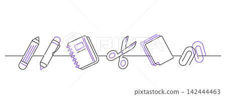 stationery office supplies single line illustration design element 142444463