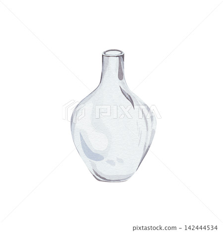 Minimalist watercolor illustration of empty, transparent glass vase with reflections, isolated on white background, for realistic digital mockups and lifestyle branding, floral design projects Minimalist watercolor illustration of empty, transparent glass vase with reflections, isolated on white background, for realistic digital mockups and lifestyle branding, floral design projects 142444534