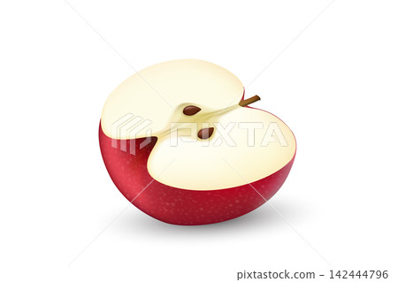 Red Apple Half Food Illustration Minimal Background Red Apple Half Food Illustration Minimal Background 142444796