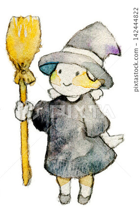 Halloween Witch - Hand-painted watercolor illustration 142444822