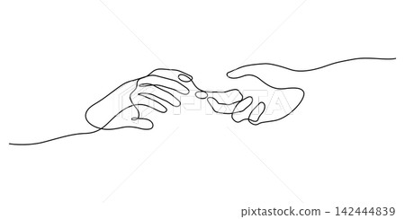 helping hand support one line drawing continuous helping hand support one line drawing continuous 142444839