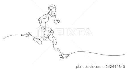 human running active training one line drawing minimalist art 142444840