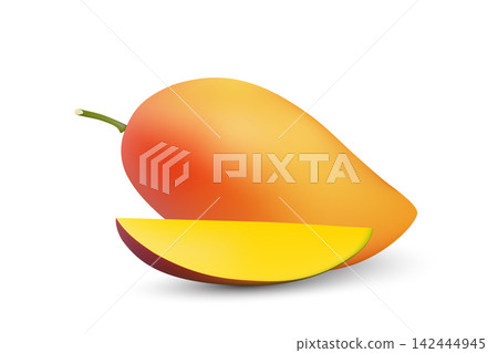 Ripe Mango Food Photography Tropical Fresh Juicy Minimal Background 142444945