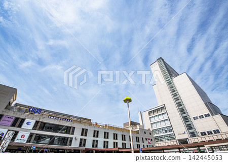 Tsu Station (East Exit) in Tsu City, Mie Prefecture, under a clear sky. 142445053