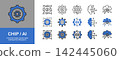 Tech Strategy solid icon set. Featuring Artificial Intelligence, Cyber Security, Cloud Computing, and Big Data. 142445060