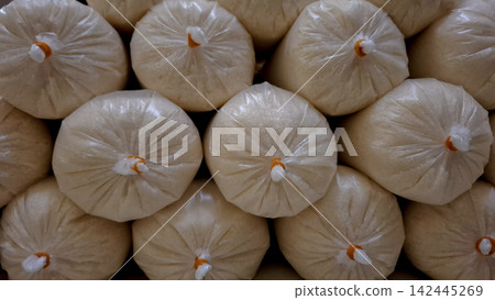 Granulated White Sugar Packed in Clear Plastic Bags with Ties Granulated White Sugar Packed in Clear Plastic Bags with Ties 142445269