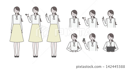 公司員工與自僱人士：[按職業分類的女性角色插圖集] 142445388