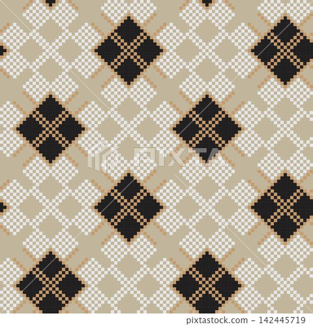 Neutral Colour Argyle fair isle seamless pattern design for knitwear, fashion textile, graphics Neutral Colour Argyle fair isle seamless pattern design for knitwear, fashion textile, graphics 142445719