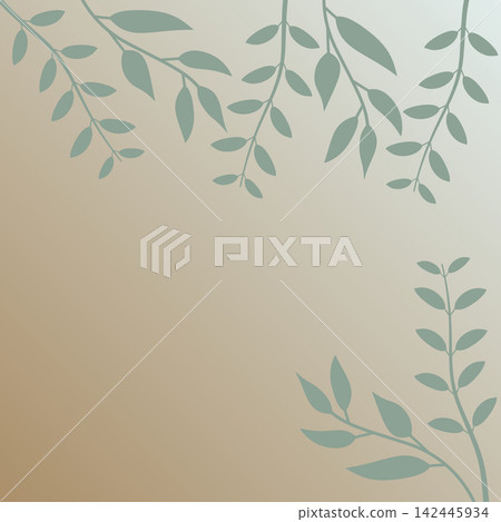 Muted abstract botanical leaf branch soft earthy gradient square background. Muted abstract botanical leaf branch soft earthy gradient square background. 142445934