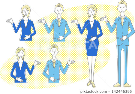 一組商務人士擺姿勢的插畫 一組商務人士擺姿勢的插畫 142446396