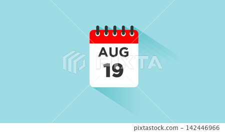 August 19 Calendar icon with shadow 142446966
