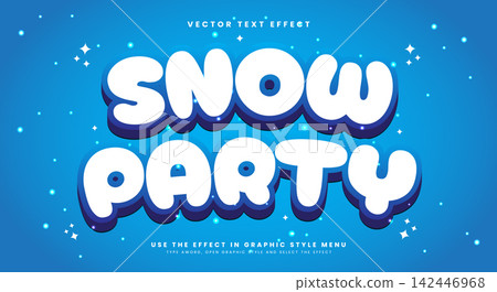 Snow Party 3d editable text effect Template Snow Party 3d editable text effect Template 142446968