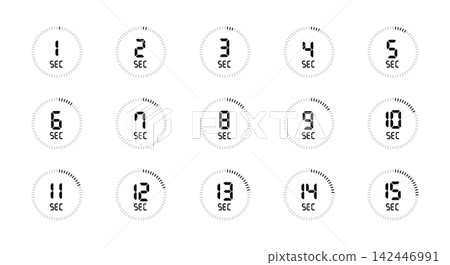 Clock timer minutes from 1 to 15 icon set Clock timer minutes from 1 to 15 icon set 142446991