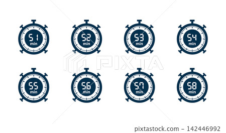 Clock timer minutes 51, 52, 53, 54, 55, 56, 57,58 icon set Clock timer minutes 51, 52, 53, 54, 55, 56, 57,58 icon set 142446992