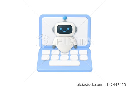 AI Chatbot Virtual Assistant on 3D Laptop AI Chatbot Virtual Assistant on 3D Laptop 142447423