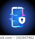 Mobile Security Lock Icon Futuristic Neon Glitch 142447462