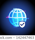 Secure Internet Globe Icon Neon Glitch Technology 142447463