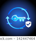 Secure Key Sync Icon Futuristic Neon Glitch 142447464