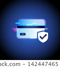 Secure Payment Card Icon Neon Glitch Technology 142447465