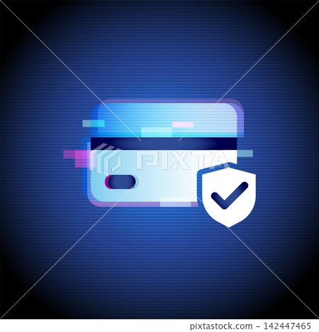 Secure Payment Card Icon Neon Glitch Technology Secure Payment Card Icon Neon Glitch Technology 142447465