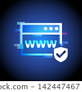 Secure Website Shield Icon Neon Glitch Technology 142447467