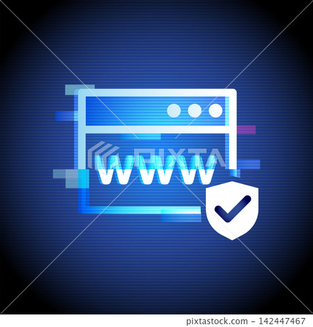 Secure Website Shield Icon Neon Glitch Technology Secure Website Shield Icon Neon Glitch Technology 142447467