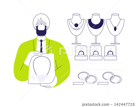 Jewellery dealer abstract concept vector illustration. 142447728