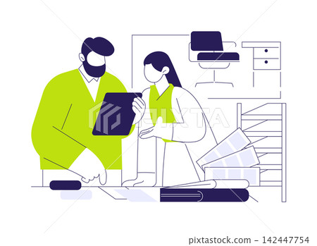 Office furniture dealer abstract concept vector illustration. Office furniture dealer abstract concept vector illustration. 142447754