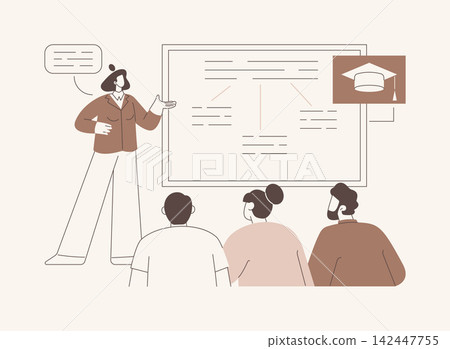 Doctoral thesis defense isolated cartoon vector illustrations. Doctoral thesis defense isolated cartoon vector illustrations. 142447755