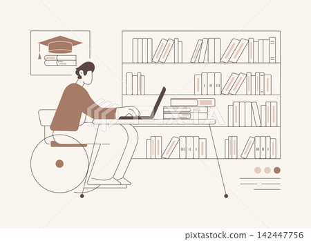 Working on thesis or dissertation isolated cartoon vector illustrations. 142447756