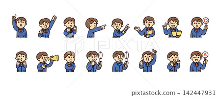 A set of facial expressions and pose variations for male students. A set of facial expressions and pose variations for male students. 142447931