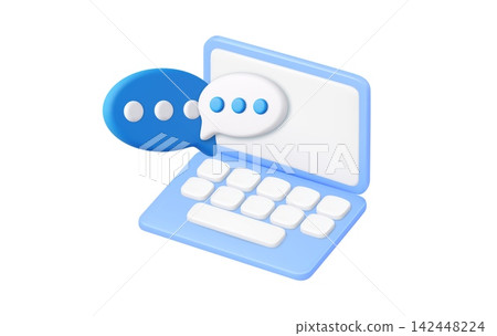 3d Laptop Chat Messaging and Online Communication. 3d Laptop Chat Messaging and Online Communication. 142448224