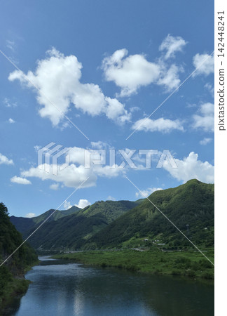River and mountain scenery in Yeongwol, Gangwon-do. River and mountain scenery in Yeongwol, Gangwon-do. 142448241