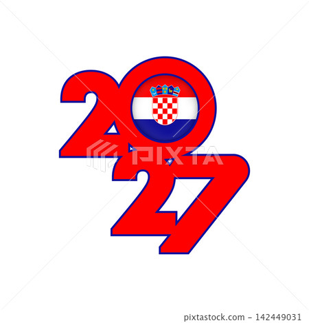 2027 banner with Croatia flag inside. 2027 banner with Croatia flag inside. 142449031