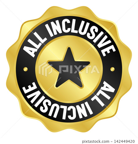 all inclusive golden badge. all inclusive gold seal or medal all inclusive golden badge. all inclusive gold seal or medal 142449420