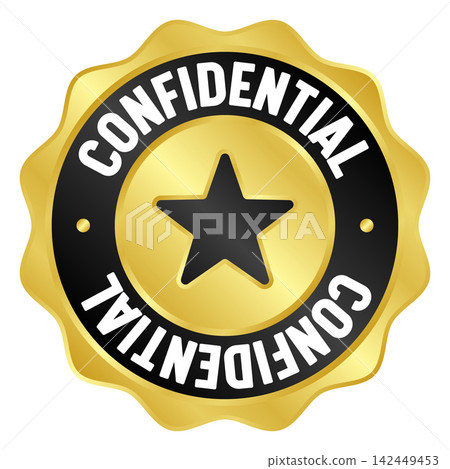 confidential golden badge. confidential gold seal or medal confidential golden badge. confidential gold seal or medal 142449453