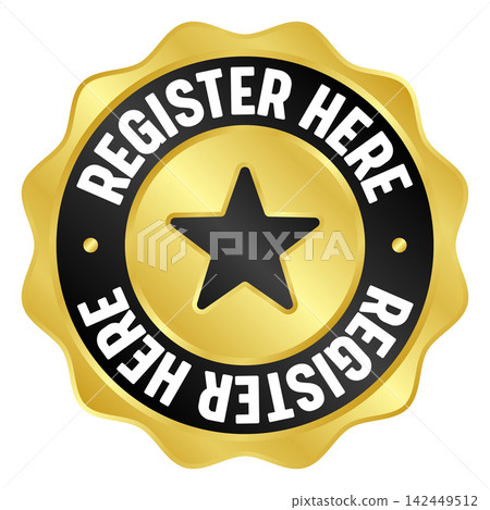 register here golden badge. register here gold seal or medal register here golden badge. register here gold seal or medal 142449512
