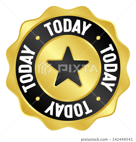 today golden badge. today gold seal or medal 142449541