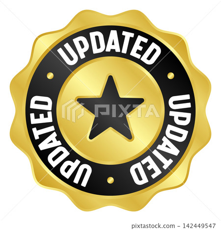 updated golden badge. updated gold seal or medal updated golden badge. updated gold seal or medal 142449547