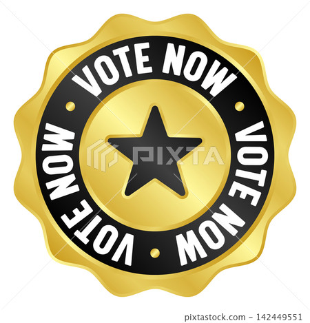 vote now golden badge. vote now gold seal or medal 142449551
