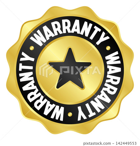 warranty golden badge. warranty gold seal or medal warranty golden badge. warranty gold seal or medal 142449553